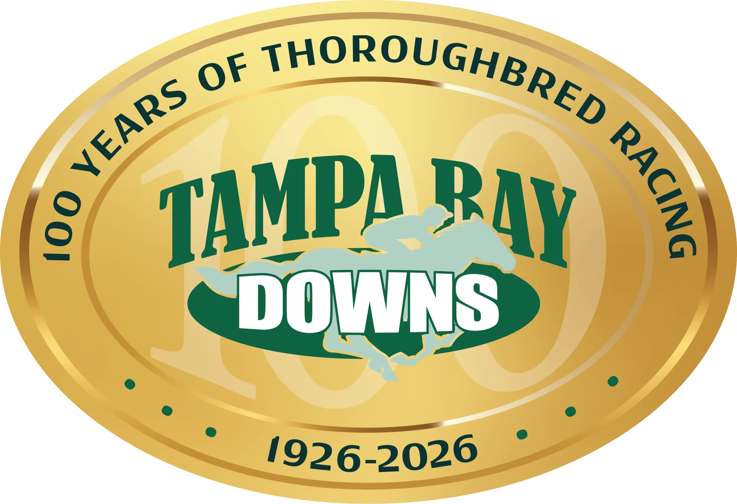 Tampa Bay Downs 100 Year Anniversary Logo in Gold