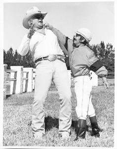 Dusty Rhodes with jockey Jerry Harrison