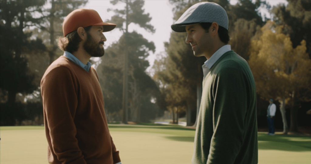 Two golfers about to face off in a head-to-head match