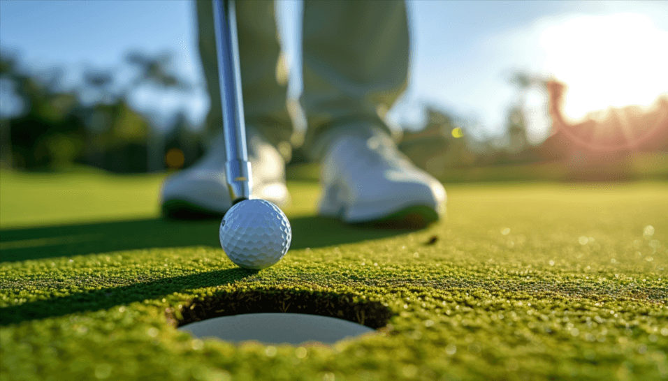 a golfer hitting a putt