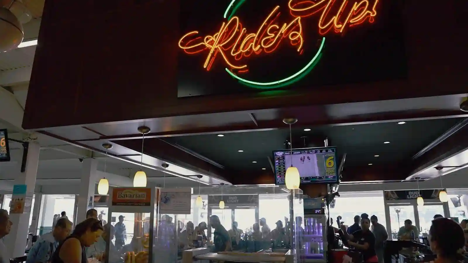 riders up bar neon sign